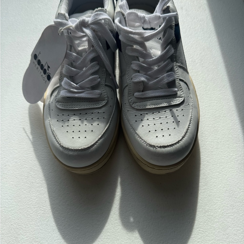 Diadora White and Navy Blue  Men's Sneakers - Picture 4 of 6